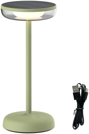 Cocktail Style Solar Table Lamp, USB-C, Dimmable, Green, 1Pk by VerLuce