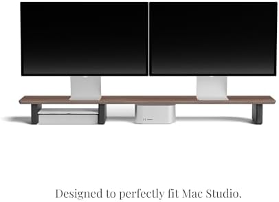 Raico Desk Cockpit Shelf Monitor Stand System Dual Screen Setup Wood Large Desk Accessory Organizer Unit (Walnut, Full Length v2 | 45.7 Inches) - Image 5