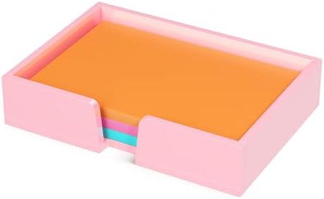 Beego Sticky Note Holder Organizer - 4x6 in Lightpink Acrylic Notepad Holder Acrylic Sticky Note Dispenser Cute Memo Holder (NO PADS) for Dorm Room Office Desk Organization by beegoofficial