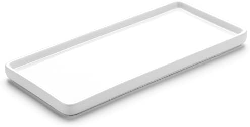 Gurygo 8" Bathroom Trays - Ceramic Vanity Tray for Bathroom - Small Ceramic Tray - Kitchen Soap Trays - Porcelain Dispenser Organizer for Kitchen Bathtub Counter (White) by FocusonHomeKitchen