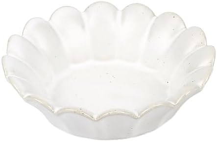 Ceramic Jewelry Dish Tray Small Trinket Tray Aesthetic Nightstand Room Decor Ring Holder Flower Shape Jewlery Plate Bowl for Christmas Birthday Gifts for Women (White) by Unknown