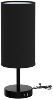 Yarra-Decor Bedside Lamp with USB Port - Touch Control Table Lamp for Bedroom 3 Way Dimmable Nightstand Lamp with Round Black Fabric Shade for Living Room, Dorm, Home Office (LED Bulb Included) - Image 4