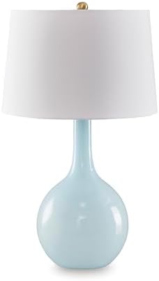 Signature Design by Ashley Rylanton Table Lamp, Tall 28.5 Inch Coastal Accent Light, Glass and Fabric Construction, Ideal for Living Room and Bedroom, Aqua Finish by Unknown