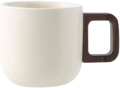 Artizan Handcrafted Ceramic Espresso Cup with Wooden Handle – 150 ml Small Espresso Cup, Elegant Porcelain Cream Coffee Cup – Pack of 2 by ArtizanCoffeeRoasters