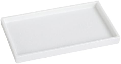 Bathroom Vanity Tray - 11'' Ceramic Rough-Textured Rectangle Countertop Tray, Heavy-Duty Organizer Plate for Perfume, Jewelry, Candles, Soap Dispenser, Kitchen Decorative Stone Trays, White by Eyrozia