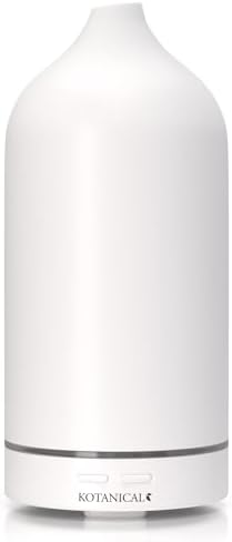 White Stone Essential Oil Diffuser – Ceramic Aromatherapy Diffuser with Ultrasonic Mist, LED Ambient Light & Auto Shut-Off for Home, Bedroom, Office by Kotanical