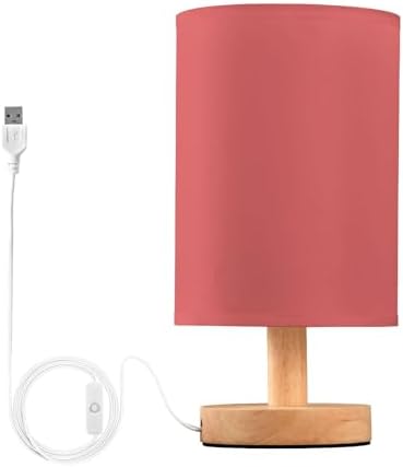 DOMIKING Light Red Pattern Bedside Table Lamp for Bedroom Small Lamps for Nightstand Lamp with USB Ports Desk Lamps for Living Room Nursery Dorm Office Party by DOMIKING