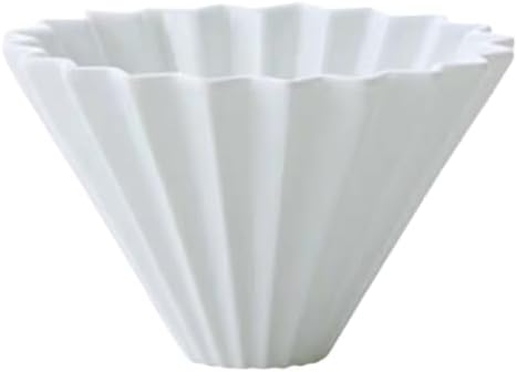 Origami Filter Cup,Ceramic Pour Over Coffee Maker, Non-Electric Pour Over Coffee Dripper, Easy Manual Brew Maker, Single Cups Porcelain for Home, Cafe, Camping, Coffee Gifts (White) by Goodening