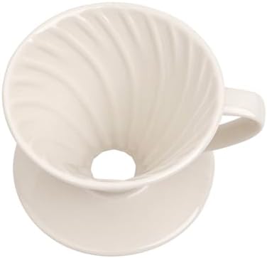 Pour Over Coffee Maker, Single Cup Ceramic Coffee Dripper, Reusable Filter Cone Drip Holder Slow Brewer with Hole Flat Bottom for Home, Office, Travel, Camping (White) - Image 2