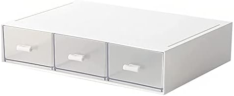 Desk Organizer-Stackable Storage Drawers, Plastic Compact Desk Storage Box Perfect for Collection Small Item/Cosmetic Office Organizer - 3 drawers (White) by kulusion