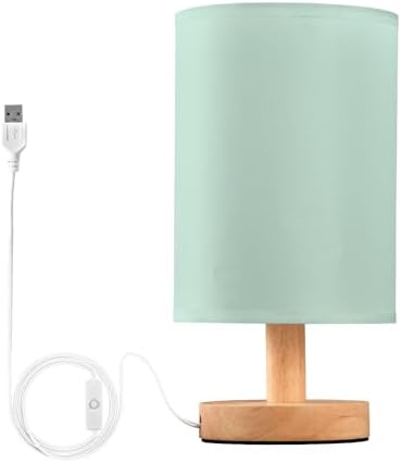 Light Green Pattern Bedside Table Lamp for Bedroom Small Lamps for Nightstand Lamp with Non-Slip Base LED Desk Lamps for Living Room Home Office Dorm Kids Room by DOMIKING