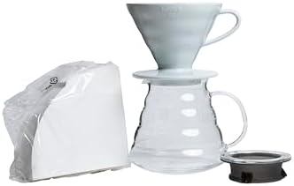 HARIO V60 Coffee Pour Over Kit - Includes 02 Ceramic Dripper, Glass Range Server, and 100ct Filters by Hario