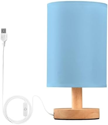 Light Sky Blue Pattern Bedside Table Lamp for Bedroom Small Lamps for Nightstand Lamp with USB Ports LED Table Lamps for Living Room Dorm Kids Room Office Home by DOMIKING