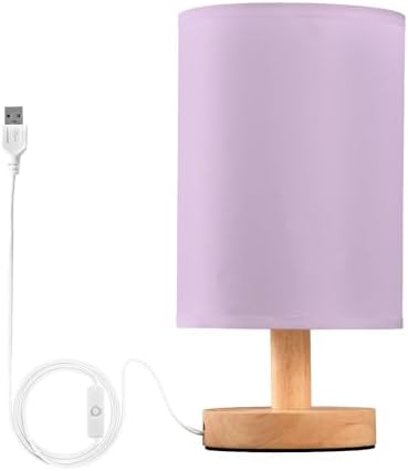 DOMIKING Light Purple Pattern Bedside Table Lamp for Bedroom Small Lamps for Nightstand Lamp with Fabric Linen Shade Bedroom Lamps for Living Room Nursery Home Office Dorm by DOMIKING