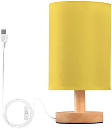 DOMIKING Sunny Yellow Pattern Bedside Table Lamp for Bedroom Small Lamps for Nightstand Lamp with USB Ports Bedroom Lamps for Living Room Kids Room Dorm Office Home by DOMIKING