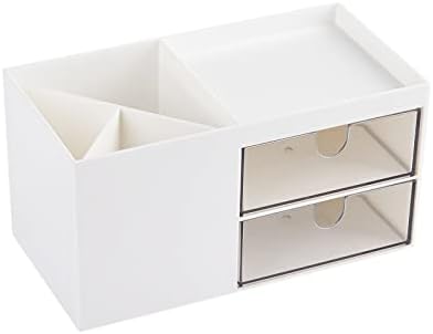 LETURE Office Desk Organizer with drawer, Office Supplies and Desk Accessories, Business Card/Pen/Pencil/Mobile Phone/Stationery Holder Storage Box (White) - Image 7