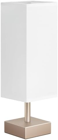 Antique White Small Bedside Lamp for Bedroom - Square White Fabric Shade - Image 7