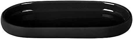blomus SONO Modern Bathroom Countertop Oval Tray Organizer - Ceramic Soft Touch - Black by blomus