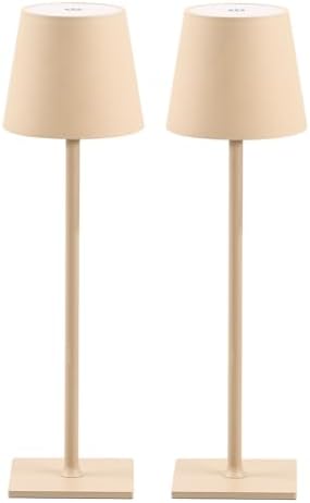 CHLORANTHUS 2 Pack Cordless Table Lamps, 3 Colors Stepless Dimming, 5000mAh Rechargeable Battery LED Desk Lamp for Bedroom/Couple Dinner/Desk/Cafe/Dining Room/Terrace by CHLORANTHUS