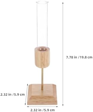 2pcs Glass Terrarium Stand with Wooden Base for Plant Propagation Station, Rustic Hydroponic Flower Vase with Stable Construction and Visible Growth Experience, for Office - Image 2