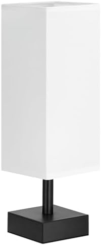 aooshine Small Bedside Table Lamp for Bedroom - Square White Fabric Shade - Image 6