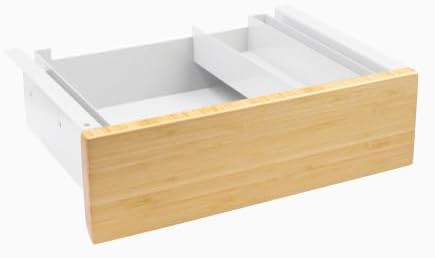 Desky Minimal Under Desk Drawer – Slim Pull-Out Metal Storage Organizer for Sit-Stand Desks, Smooth Glide, Space-Saving Design, Easy Mount, Bamboo & White Frame by Desky