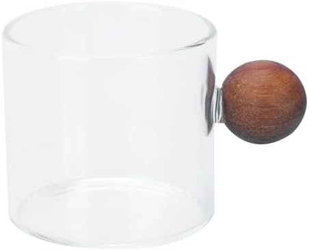 Toyvian 200ml High Borosilicate Glass Cup with Wooden Handle by Toyvian