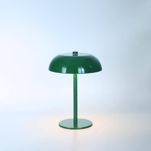 Cordless LED Mushroom Table Lamp, 5200mAh Battery, Dimmable 3 Color, Green by JHWDHDTableLamp