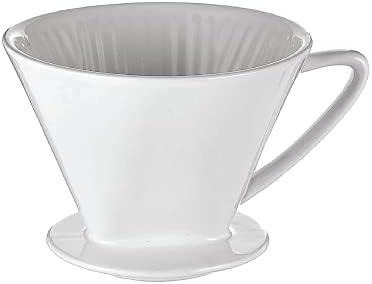 Cilio Coffee Dripper-#4 Medium, White Porcelain-Manual Filter Holder for Smooth Drip Coffee & Pour Over Brewing-Dishwasher Safe, Non Plastic. by cilio