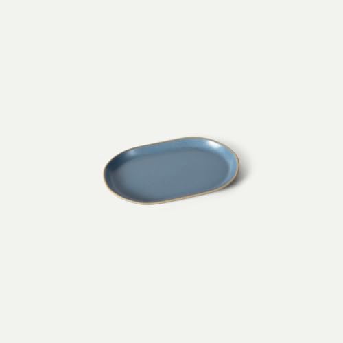 Mora Ceramic Decorative Tray - 9.4in Dish for Jewelry, Perfume, Makeup, Accessories, Candle, in the Bathroom Vanity, Bedside, or Kitchen Counter. Cute Organizers - Sky by MORA