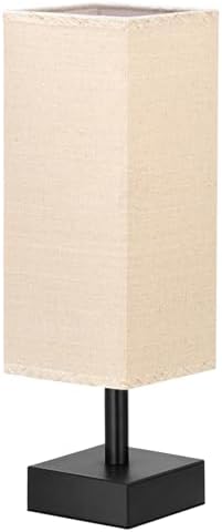 aooshine Small Bedside Table Lamp for Bedroom - Square Beige Fabric Shade - Image 6