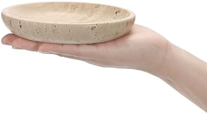 Hipiwe Small Key Bowl for Entryway 5.5" Round Travertine Jewelry Ring Dish - Image 4