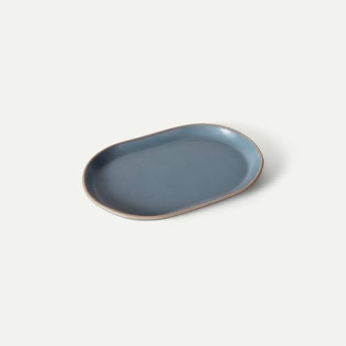 Mora Ceramic Decorative Tray - 10.6in Dish for Jewelry, Soap Dispenser, Perfume, Makeup, Accessories, Candle, in the Bathroom Vanity, Bedside, or Kitchen Counter. Cute Organizers - Sky by MORA
