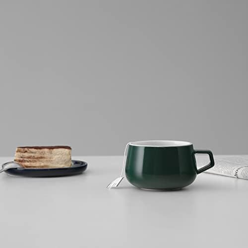 VIVA Ella Green Porcelain Coffee, Latte, Cappuccino Cup with Saucer Set, 9 oz / 260 ml - Image 3