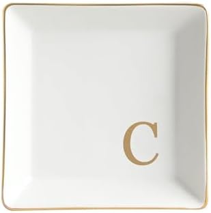 Fmeida Personalized Jewelry Dish Tray with Initial, Gifts for Women Bride by Fmeida