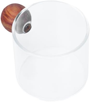 200ml Glass Coffee Cup with Wooden Handle Heat and Cold Resistant by LALADEFIEE