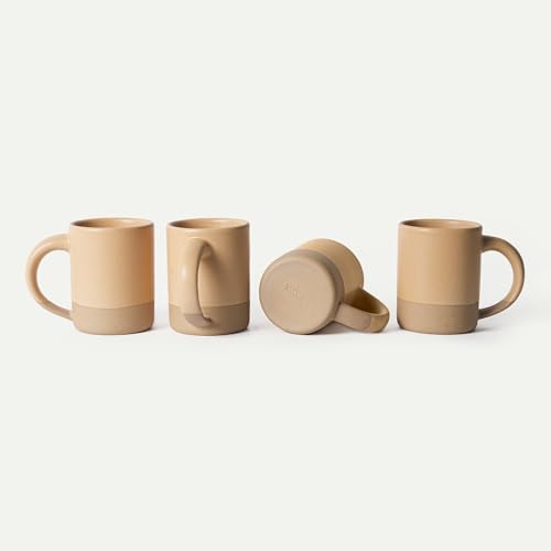 MORA Medium Mugs Set of 4, 16oz Ceramic Pottery Latte Mugs/Coffee Cups - Microwave and Dishwasher Safe - Merrigold by MORA