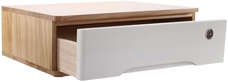 Wooden Desktop Storage Box with Lockable Drawers, Flat File Cabinet Drawer Desktop Storage Box, Countertop Storage Cabinet for Office Home Toiletries Supplies Vanity (natural wood+white, 1 Drawer) by LKOEWQZAMX