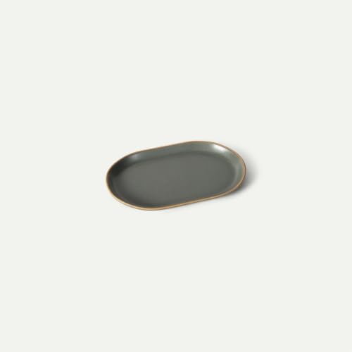 Mora Ceramic Decorative Tray - 9.4in Dish for Jewelry, Perfume, Makeup, Accessories, Candle, in the Bathroom Vanity, Bedside, or Kitchen Counter. Cute Organizers - Storm by MORA