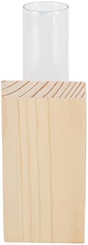 Eujgoov Hydroponic Vase Single Tube Glass with Pine Wood Stand by Eujgoov