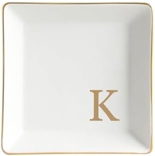 Fmeida Personalized Jewelry Dish Tray with Initial, Gifts for Women Bride by Fmeida