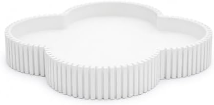 Ceramic-Look Clover Decorative Tray, Vanity Tray for Perfume, Jewelry, Candles and Bathroom Countertop, Modern Ribbed Catchall Tray for Coffee Table Décor by Unknown