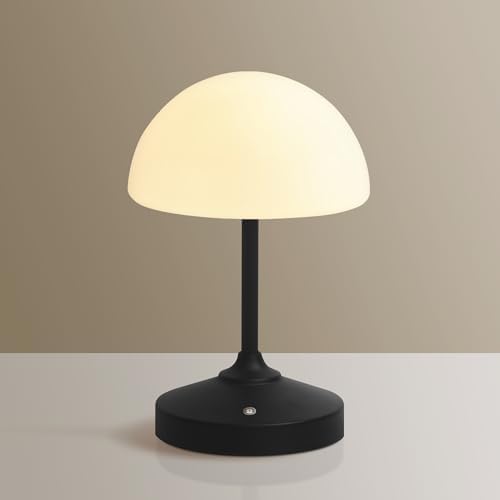 Dawnwake Mushroom Lamp Cordless Lamp Table Lamp,Outdoor Waterproof Shower Lamps,5000mAh Rechargeble Battery Operated Dimmable Touch Desk Lamps,LED Night Light for Bathroom Patio Camping Outdoor(Black) by Dawnwake