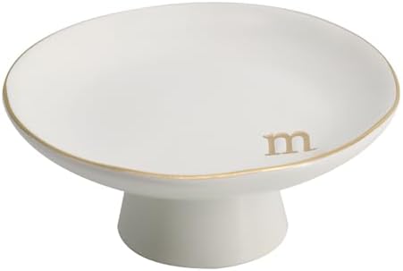 COLLECTIVE HOME - Ceramic Jewelry Tray, Decorative Monogram Jewelry Dish, Luxurious Trinket Tray with High Base, Birthday Mother's Day for Women (m) - Image 2