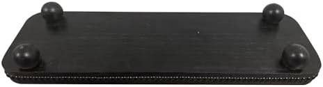Dwellington Oval Wooden Decorative Tray, Farmhouse Style, Beaded Serving Tray for Living Room, Coffee Table (Black) - Image 4