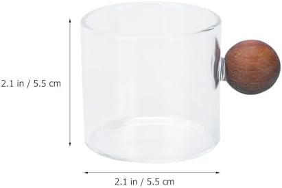Totority Glass Cup 200ml with Wooden Handle, Borosilicate Heat Resistant - Image 2