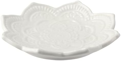 Tracing Gold Lotus Plate Ceramic Ring Jewelry Plate Tabletop Jewelry Storage Tray Decoration,Ceramic Mandala Ring Holder,Decorative Jewelry Holder,Decorative Tray(white,style 2) by hobbyme