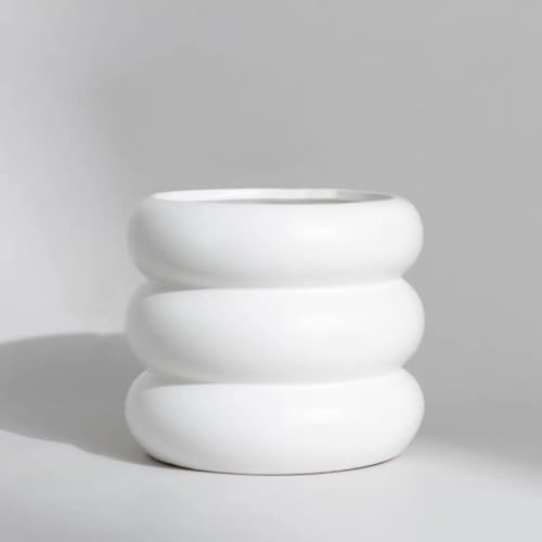 Ceramic Plant Pot Indoor, 4.5 Inch Flower Pot with Drainage Hole, Small Bubble Design Ceramic Planter for Home & Office Decor (White) by SANDYBAYTAS