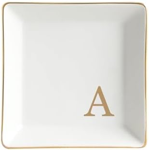 Fmeida Personalized Jewelry Dish Tray with Initial, Gifts for Women Bride by Fmeida