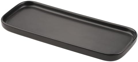 VanEnjoy Ceramic Tray for Kitchen Counter, Black Vanity Tray for Bathroom Counter, Long Narrow Tray for Soap Bottles by VanEnjoy